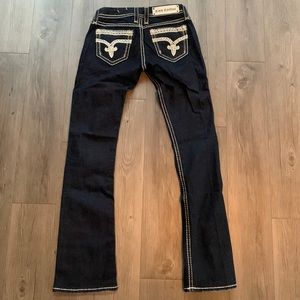 Rock Revival slim boot jeans, size 27, very dark wash, very lightly worn